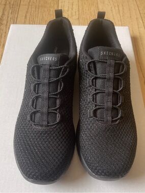 Skechers Women's Black Slip-On Knit Sneakers